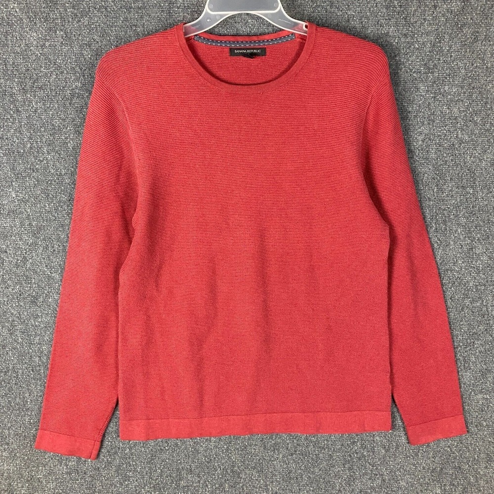 Banana Republic Sweater Men's Medium Pullover Red 100% Cotton Adults M